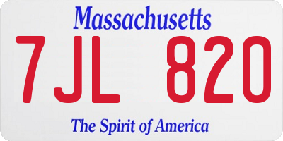 MA license plate 7JL820