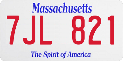 MA license plate 7JL821
