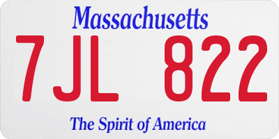 MA license plate 7JL822