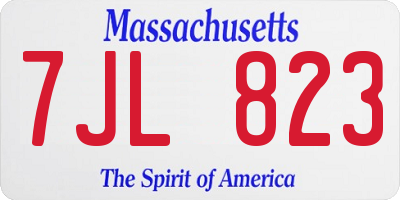 MA license plate 7JL823