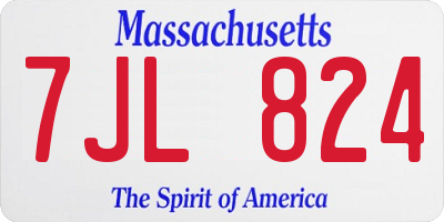 MA license plate 7JL824