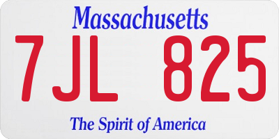 MA license plate 7JL825