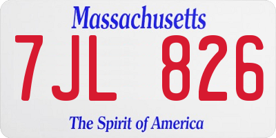 MA license plate 7JL826