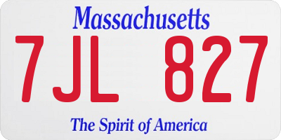 MA license plate 7JL827