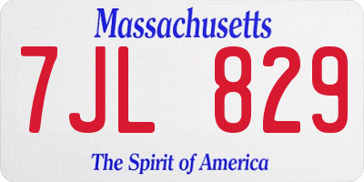 MA license plate 7JL829
