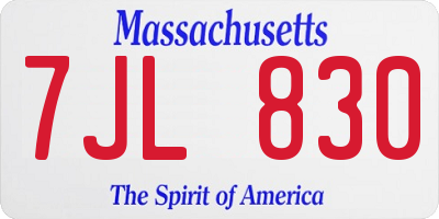 MA license plate 7JL830