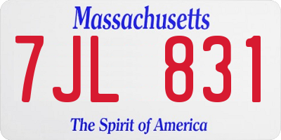 MA license plate 7JL831