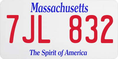 MA license plate 7JL832