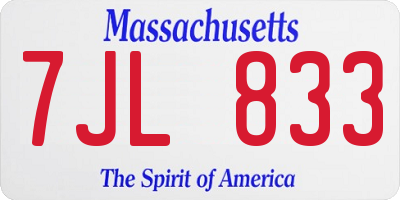 MA license plate 7JL833