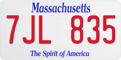MA license plate 7JL835