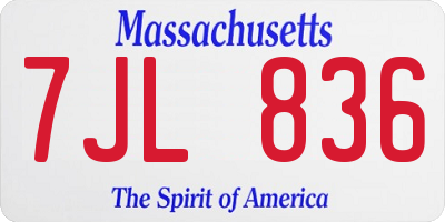 MA license plate 7JL836