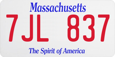 MA license plate 7JL837