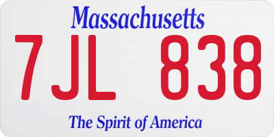 MA license plate 7JL838
