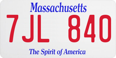 MA license plate 7JL840