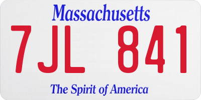 MA license plate 7JL841