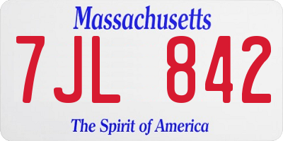 MA license plate 7JL842