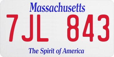 MA license plate 7JL843