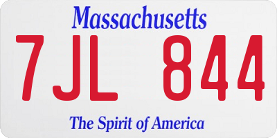 MA license plate 7JL844