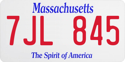 MA license plate 7JL845