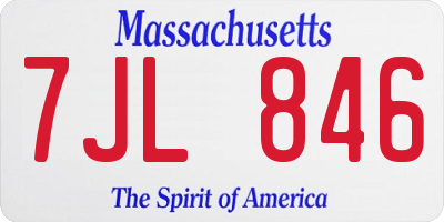 MA license plate 7JL846