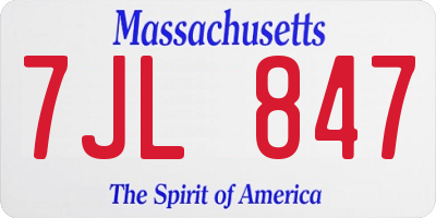 MA license plate 7JL847