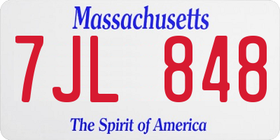 MA license plate 7JL848