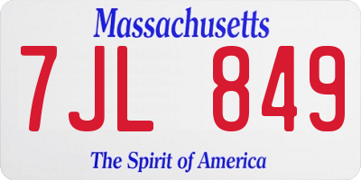 MA license plate 7JL849
