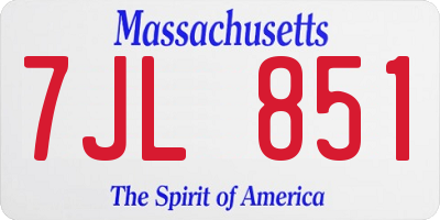 MA license plate 7JL851