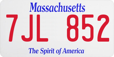 MA license plate 7JL852
