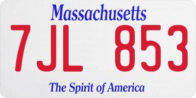 MA license plate 7JL853
