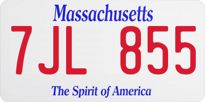 MA license plate 7JL855