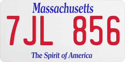 MA license plate 7JL856