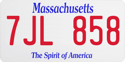 MA license plate 7JL858