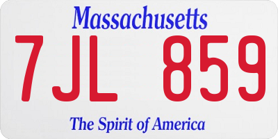 MA license plate 7JL859