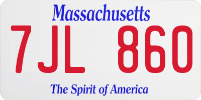 MA license plate 7JL860