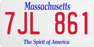 MA license plate 7JL861