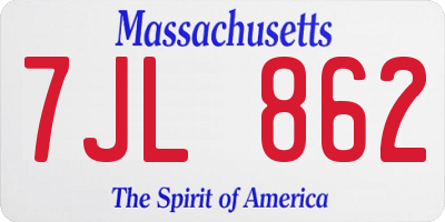 MA license plate 7JL862