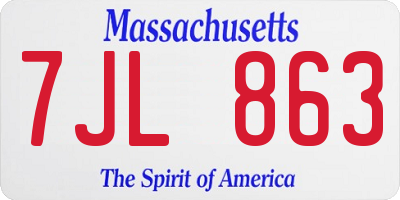 MA license plate 7JL863