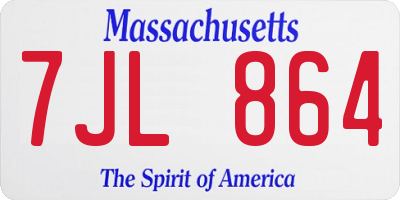 MA license plate 7JL864