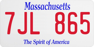 MA license plate 7JL865