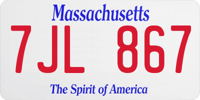 MA license plate 7JL867