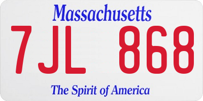 MA license plate 7JL868