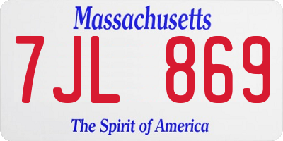 MA license plate 7JL869