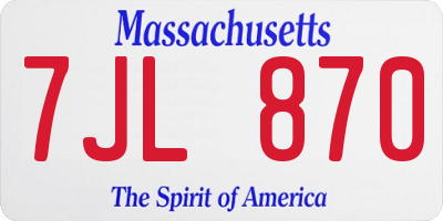 MA license plate 7JL870