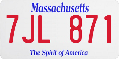 MA license plate 7JL871