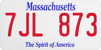 MA license plate 7JL873