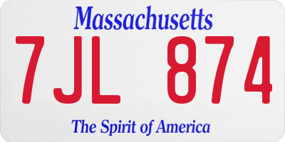 MA license plate 7JL874