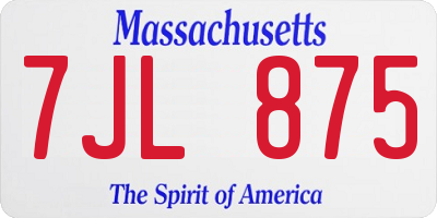 MA license plate 7JL875