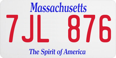 MA license plate 7JL876