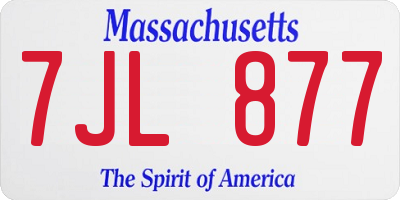 MA license plate 7JL877